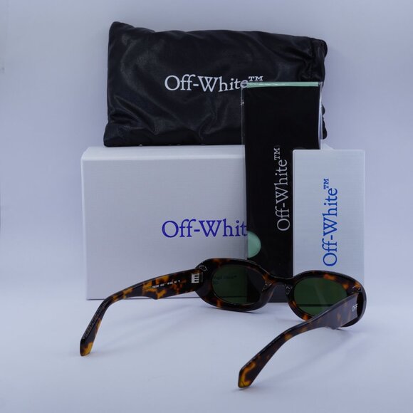 Off-White OERI087 AMALFI 6055 Sunglasses Havana Oval Frame, Green Lenses